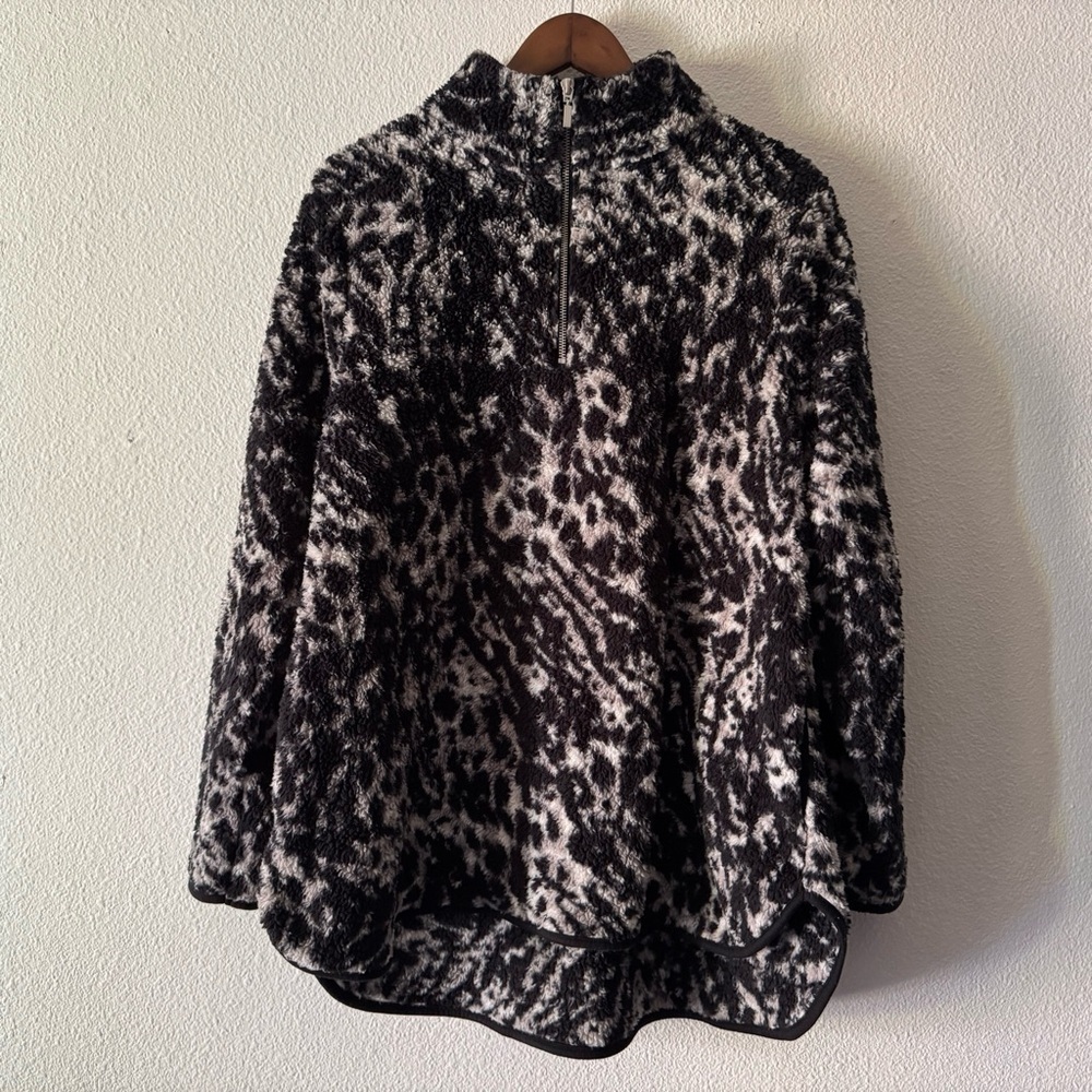 Cozy Sherpa Fleece Quarter Zip Pullover Animal Print Plus 14/16 Livi Streetwear - Picture 5 of 13